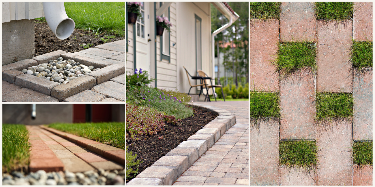 forskjellige løsninger for håndtering av overvann hjemme i privat hage