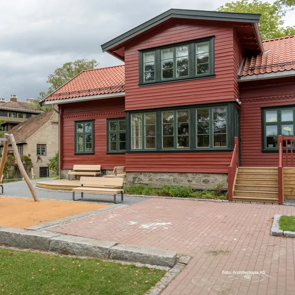 Arena Belegningsstein i fargen Blek og Rød Terrakotta, Frogner Barnehage - Architectopia 1